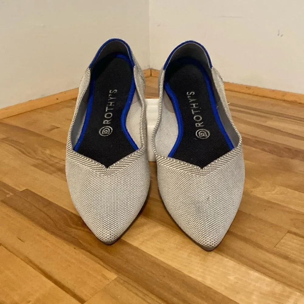Rothy's Light Gray Point Toe Slip On Ballet Flat Loafer Shoes Size 10 1/2